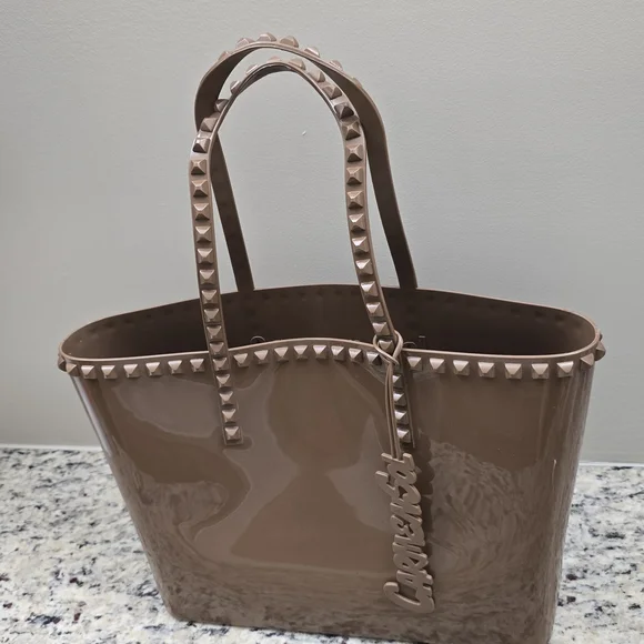 Carmen Sol Angelica Large Brown Tote Jelly Studded PVC Tote Bag. - Picture 12 of 16